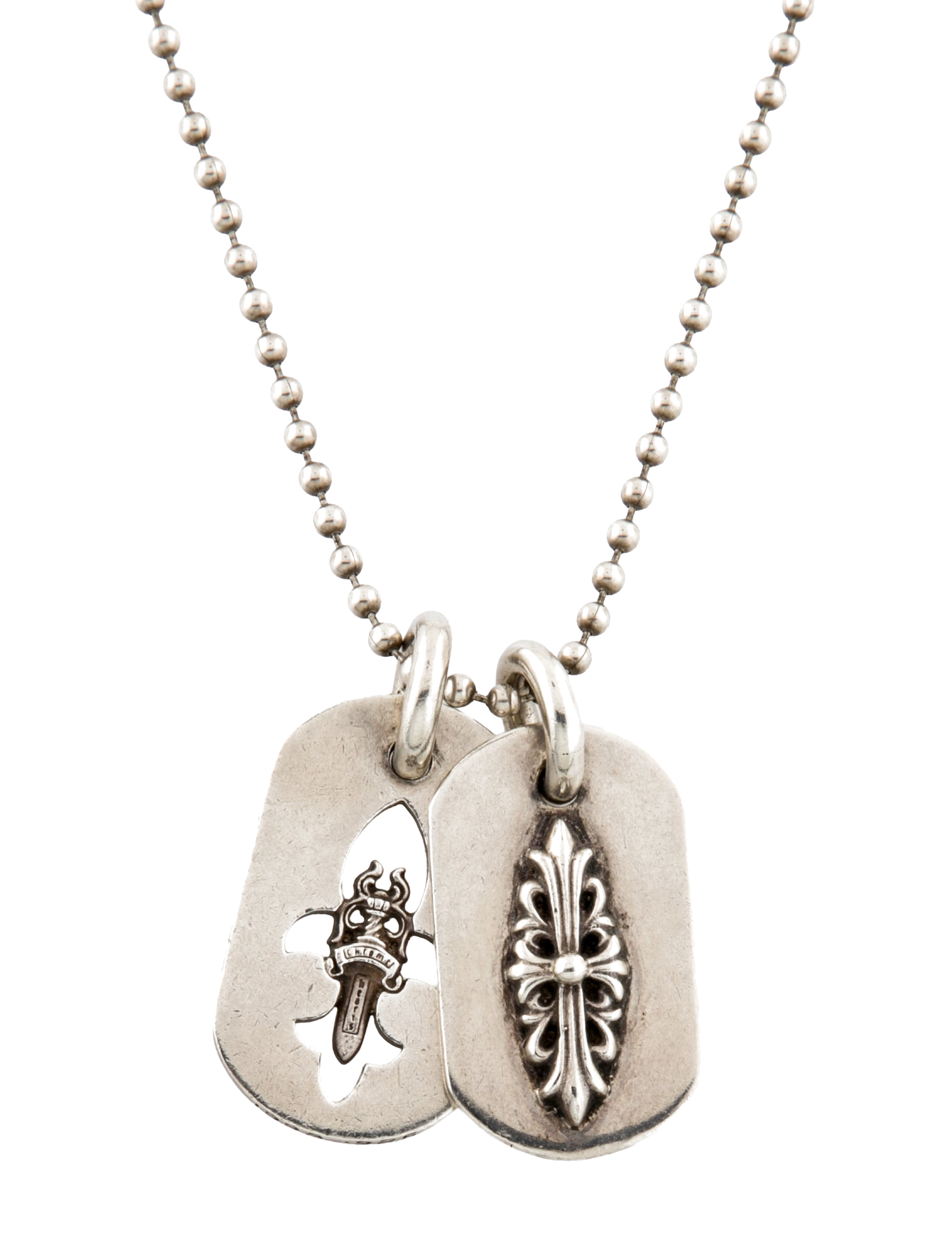 Dagger and Floral Dog Tag