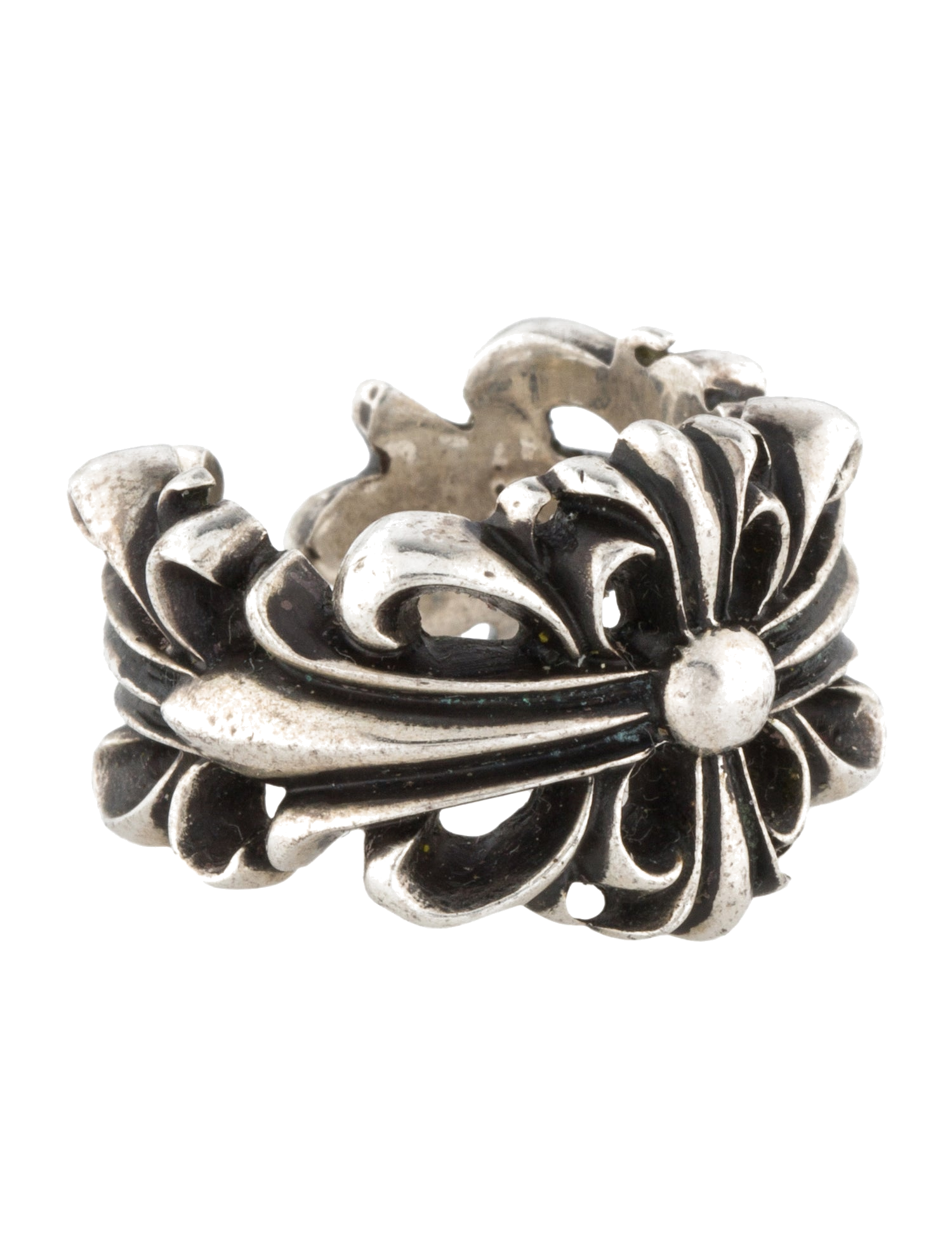 Double Floral Cross Ring